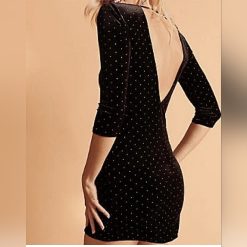 Express Velvet Black Long sleeves mini dress